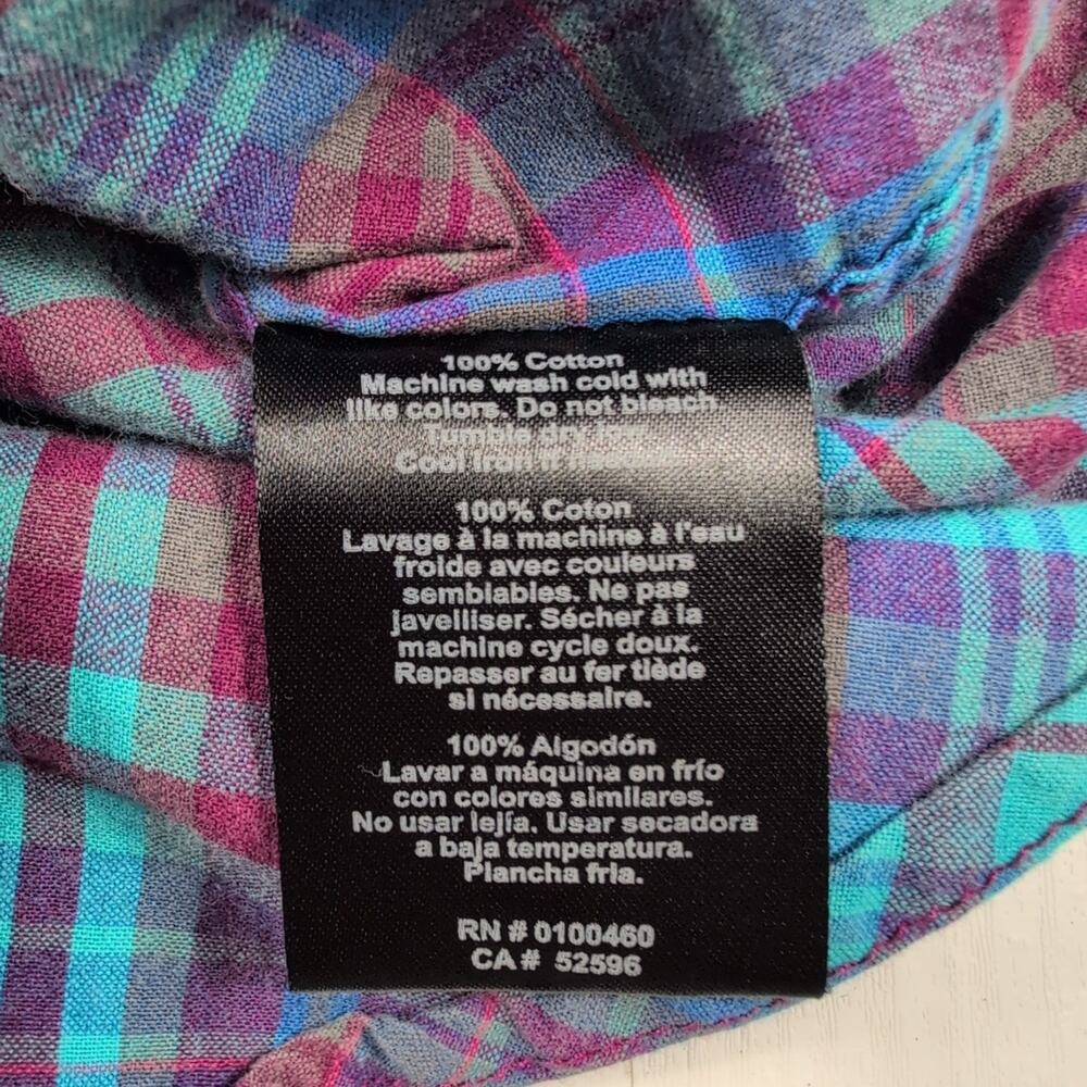 KAVU Men’s L Plaid Flannel Shirt Blue Teal Maroon Long Sleeve Casual Outdoor - Picture 13 of 14